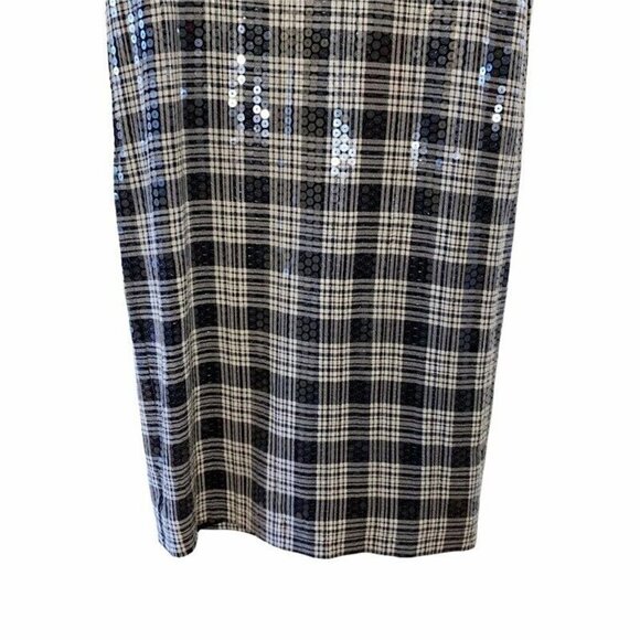 Albert Nipon Sheath Dress Black Plaid Sequin 4 - Picture 6 of 8